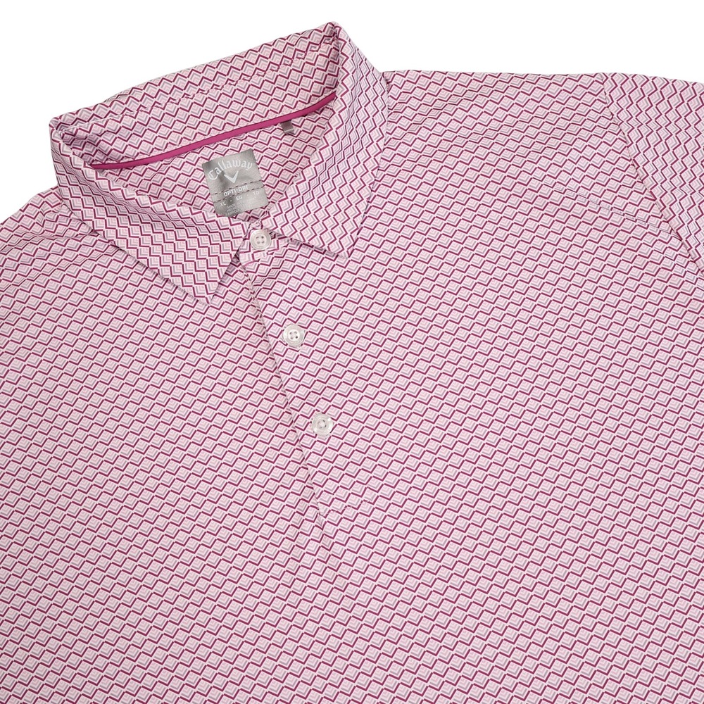 CALLAWAY Men's XL Purple Pink Chevron Print Opti-Dri Swing Tech Golf Polo‎ Shirt